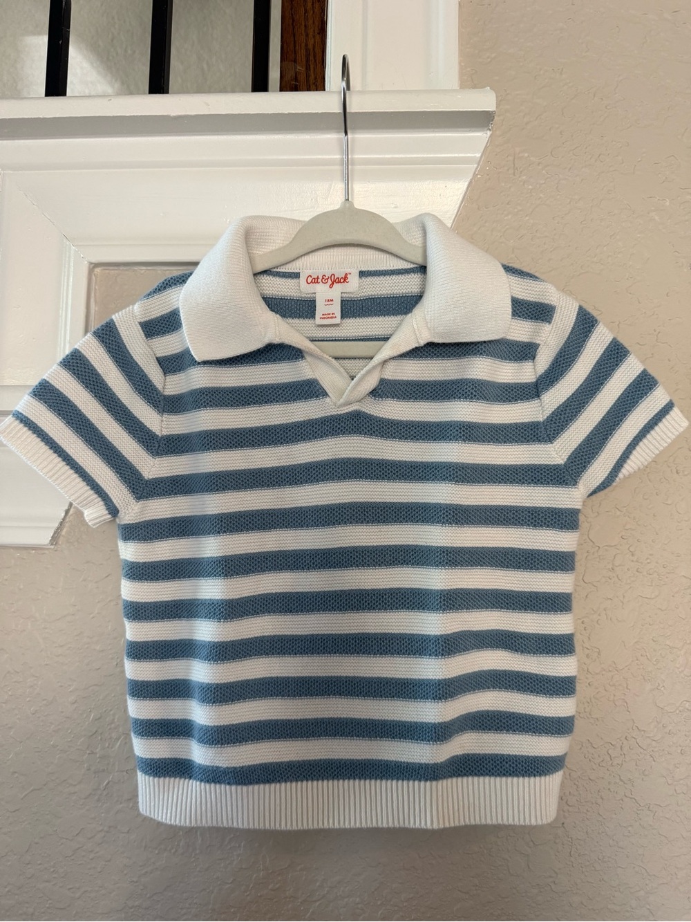 Cat & Jack Blue and White Striped Sweater Polo (18 m)